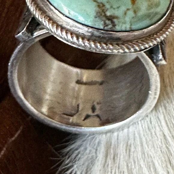 Vintage Native American Southwestern turquoise silver large ring - Picture 4 of 16